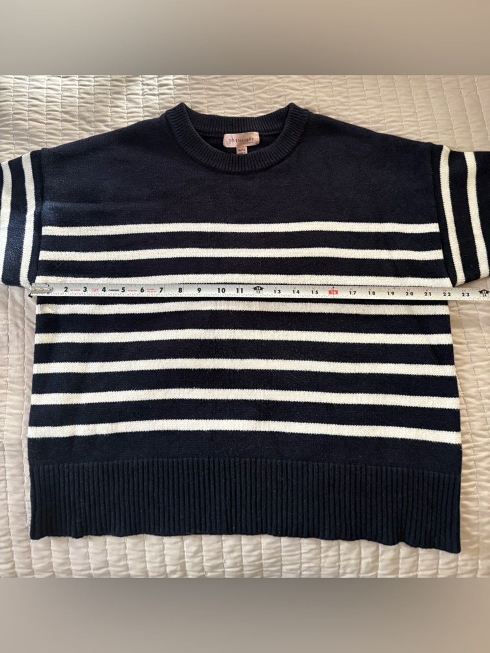 Philosophy Navy and White Striped Crewneck Sweater - Picture 3 of 5